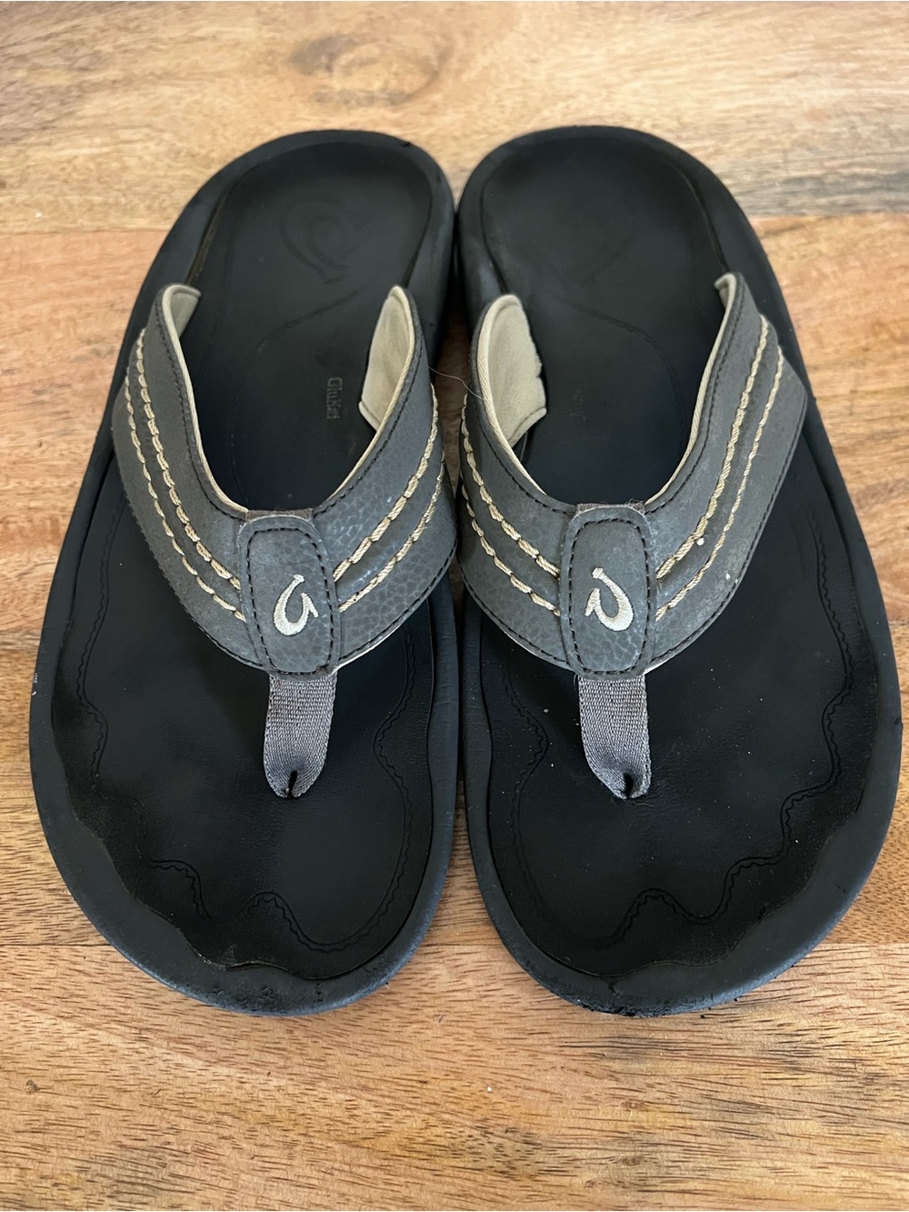 Olukai Hokua Grey Thong Sandals Size 11